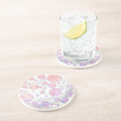 Licht roze pols dot patroon zandsteen onderzetter (Zijkant)