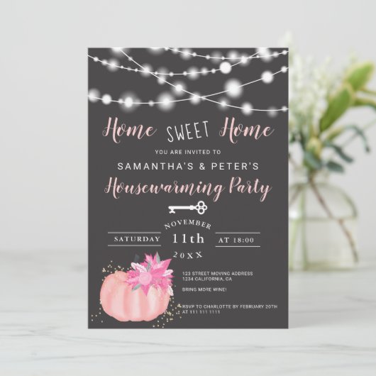 Licht roze pompoen in het huishouden kaart (Staand voorkant)