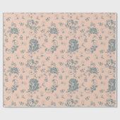 Licht roze  Retro Floral Patroon Cadeaupapier (Vlak)