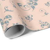 Licht roze  Retro Floral Patroon Cadeaupapier (Rol Hoek)