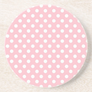Licht roze Retro Polka Dots Pattern Onderzetter