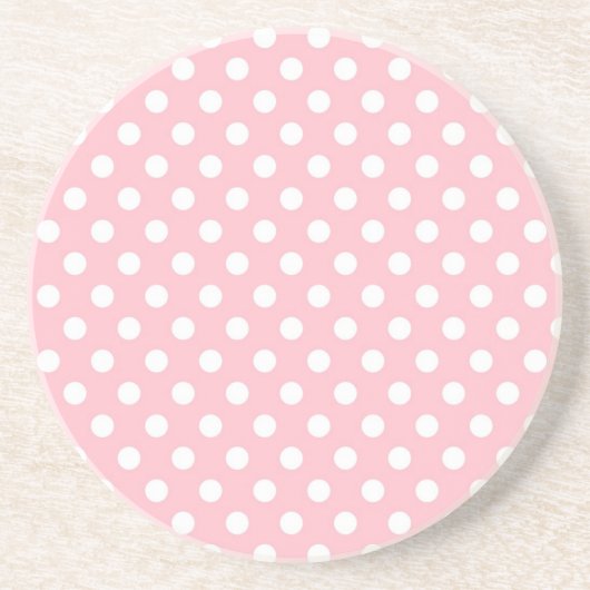 Licht roze Retro Polka Dots Pattern Onderzetter (Voorkant)