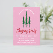 Licht Roze Rood & Groen Kerstfeest Uitnodiging (Staand voorkant)