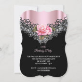 Licht roze Roos op zaterdag in zwarte lade Kaart (Achterkant)