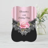 Licht roze Roos op zaterdag in zwarte lade Kaart (Staand voorkant)