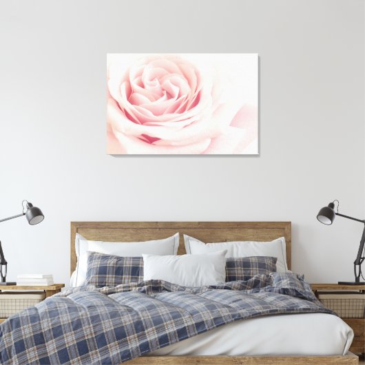 Licht roze Roos ventilator - Rozen bloemen Canvas Afdruk (Insitu (Slaapkamer))