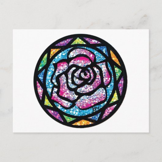 Licht roze Roos voor mousserend glitter Briefkaart (Voorkant)
