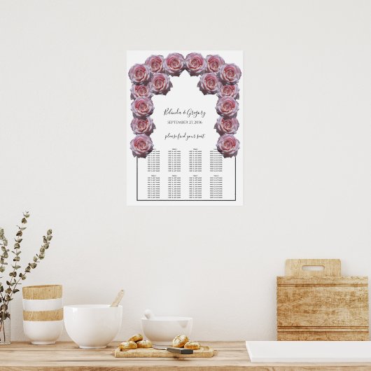 Licht roze Rozen Bigend zitplaatje Poster (Keuken)