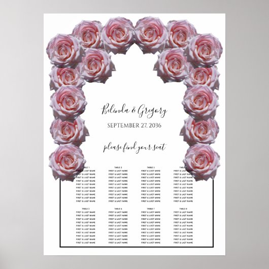 Licht roze Rozen Bigend zitplaatje Poster (Voorkant)