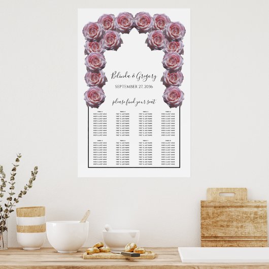 Licht roze Rozen Bigend zitplaatje Poster (Keuken)
