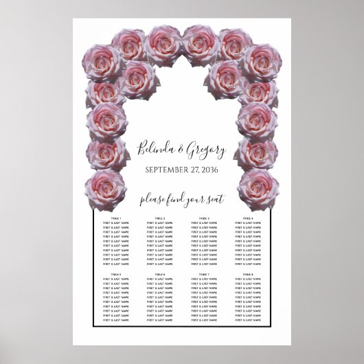 Licht roze Rozen Bigend zitplaatje Poster (Voorkant)