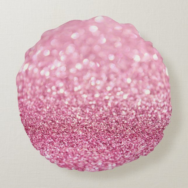 Licht roze Sierkussen rond de glitter Rond Kussen (Achterkant)