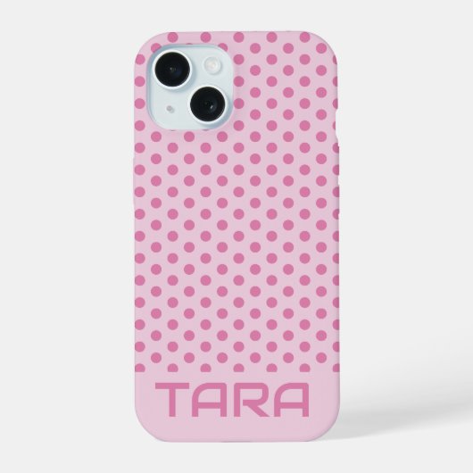 LICHT ROZE STIPPEN STIJLVOLE EENVOUDIGE AANGEPASTE iPhone 15 CASE (Achterkant)