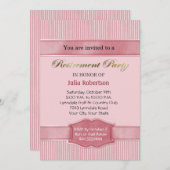 Licht Roze Streep Pensioen Party Uitnodigingen (Voorkant / Achterkant)