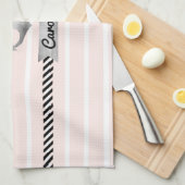 Licht Roze Strepen Grijs Waterverf Anker Custom Theedoek (Quarter Fold)