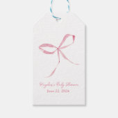Licht roze strik Coquette gepersonaliseerd Cadeaulabel (Voorkant)