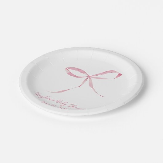 Licht roze strik Coquette gepersonaliseerd Papieren Bordje (Gekanteld)