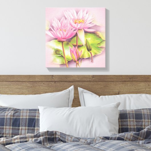 Licht roze vierkant canvas fijn kunstwerk (Insitu (Slaapkamer))
