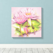 Licht roze vierkant canvas fijn kunstwerk (Insitu (Houten vloer))