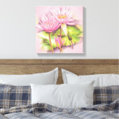 Licht roze vierkant canvas fijn kunstwerk afdruk (Insitu (Slaapkamer))