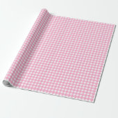 Licht roze | Wappapier van witte gingham Cadeaupapier (Uitgerold)