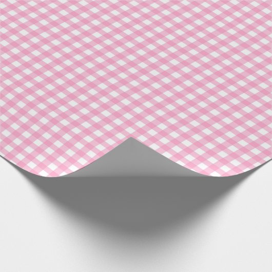 Licht roze | Wappapier van witte gingham Cadeaupapier (Hoek)