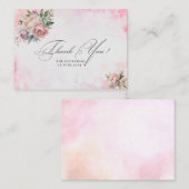 Licht roze Waterverf Bloemen baby shower bedankt Notitiekaartje (Voorkant / Achterkant)