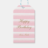 Licht roze Waterverf Stripes CadeauLabel (Voorkant)