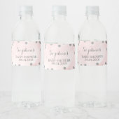 Licht Roze Waterverf Zilver Confetti Baby shower Waterfles Etiket (Flessen)