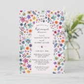 Licht roze Wildflower bruiloft repetitie diner Kaart (Staand voorkant)