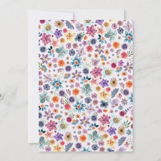 Licht roze Wildflower bruiloft repetitie diner Kaart (Achterkant)