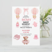 LICHT ROZE WIT 5X7 FLAT MEISJE BABYSHOWER KAART (Staand voorkant)