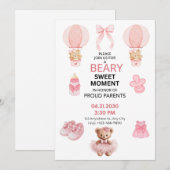 LICHT ROZE WIT 5X7 FLAT MEISJE BABYSHOWER KAART (Voorkant / Achterkant)