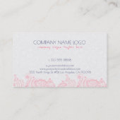 Licht roze & wit bloemig Paisley Kant Visitekaartje (Achterkant)