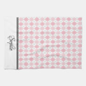 Licht Roze & Wit Gepersonaliseerd Theedoek (Horizontaal)