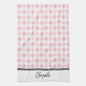 Licht Roze & Wit Gepersonaliseerd Theedoek (Verticaal)