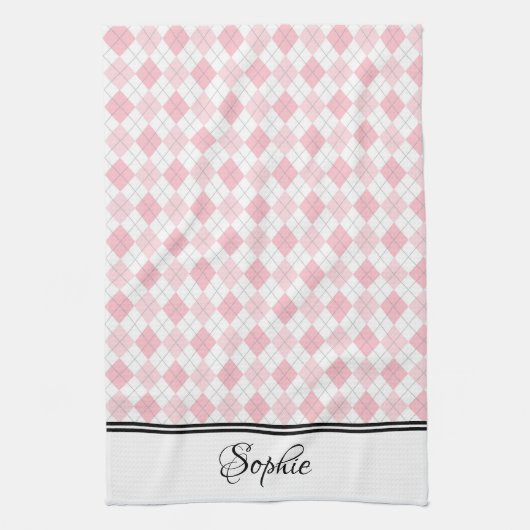 Licht Roze & Wit Gepersonaliseerd Theedoek (Verticaal)