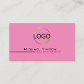 Licht Roze Wit met Logo en Foto Professional Visitekaartje (Voorkant)