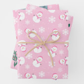 Licht roze & wit Schattigee wintersneeuw Inpakpapier Vel (In situ)