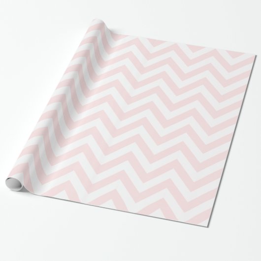 Licht Roze Wit XL Chevron ZigZag Patroon Cadeaupapier (Uitgerold)