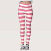 Licht roze & witte streep leggings (Voorkant)