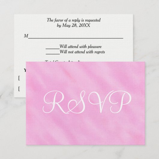 Licht Roze Witte Waterverf Bruiloft RSVP Kaartje (Voorkant / Achterkant)
