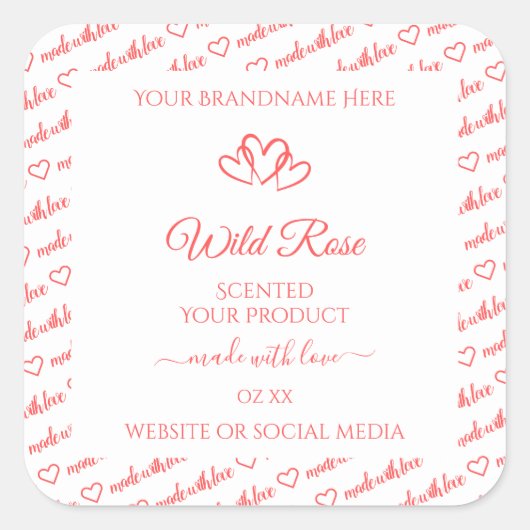 Licht roze witte woorden Cloud Product Labels hart (Voorkant)