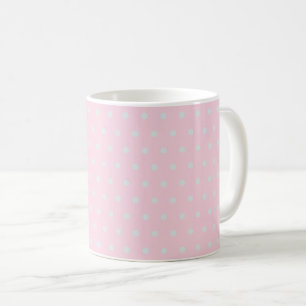 Licht roze zeer licht grijzig blauwe polka stippe Koffiemok