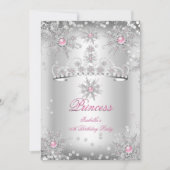 Licht Roze Zilver Winter Wonderland feestje Kaart (Voorkant)