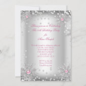 Licht Roze Zilver Winter Wonderland feestje Kaart (Achterkant)