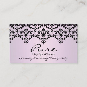 Licht Roze & Zwart Elegant Damask Visitekaartje