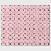 Licht roze | Zwart polka dot inpakpapier (Vlak)
