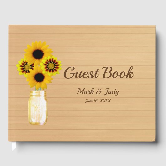 Licht Rustic Yellow Floral Mason Jar Wedding Gastenboek (Voorkant)