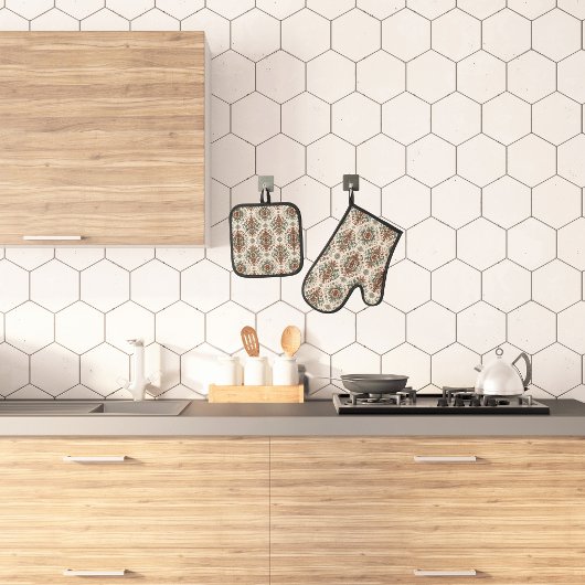 Licht rustiek traditioneel ovenwant & pannenlap set